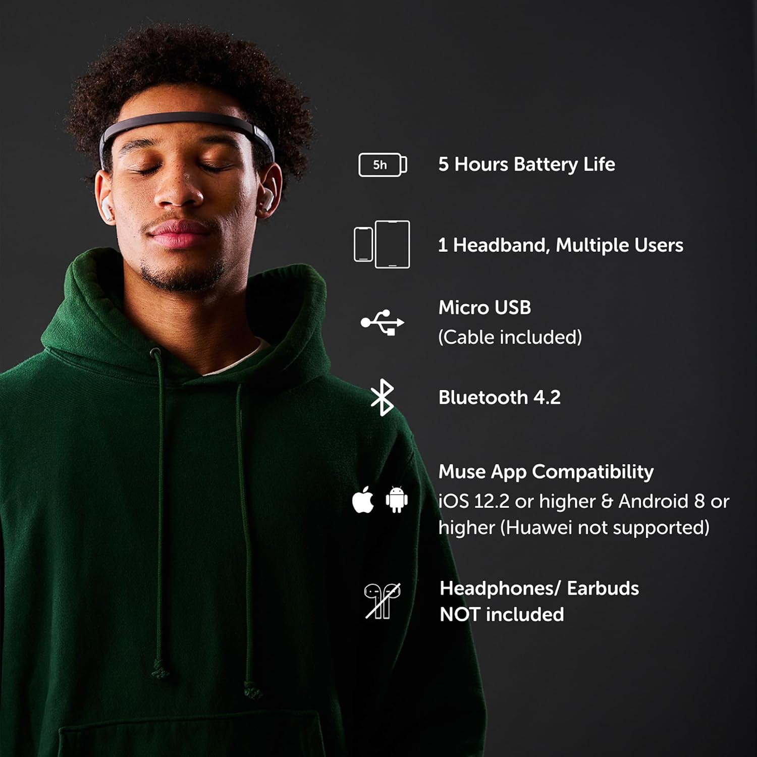 Muse 2 EEG Brain Sensing Headband – Meditation & Biofeedback Tracker